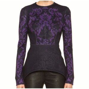 Yigal Azrouël - Black/Violet Gothic Scroll Scuba Top